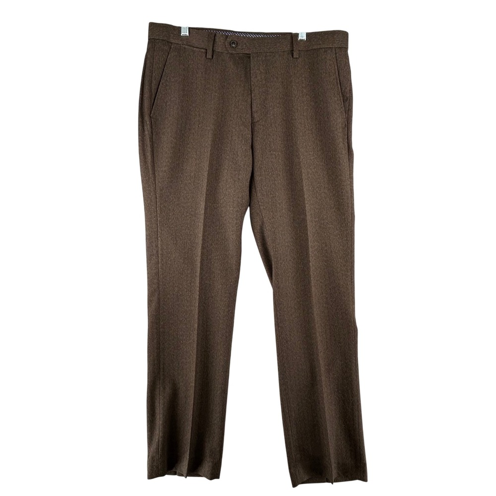 Southern Pines Brown Herringbone Flat‎ Front Dress Pants Mens 36W x 32L Office
